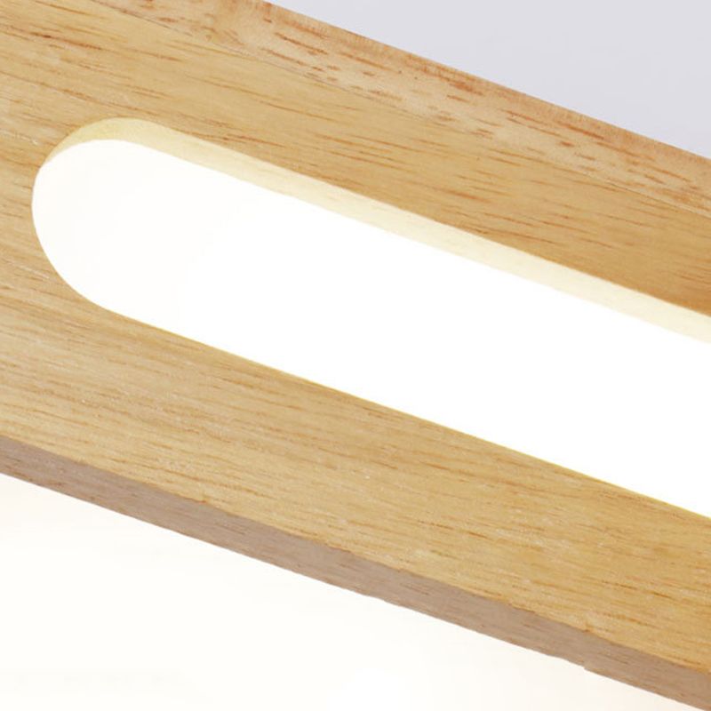 Contemporary Single Beige Bathroom Vanity Light LED Wooden Bath Bar