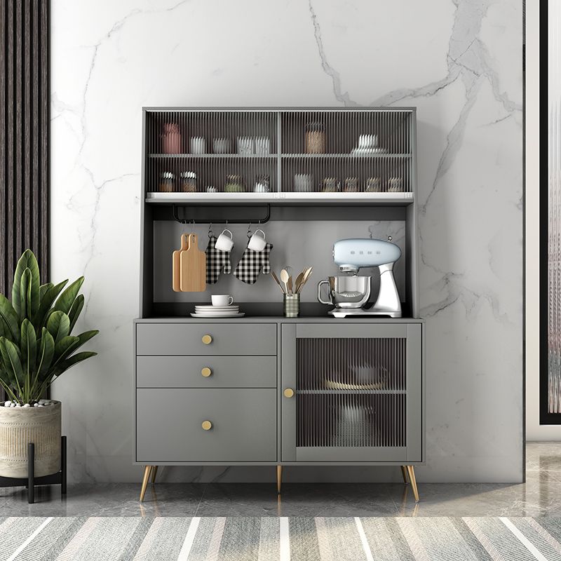 3-Drawer Engineered Wood Sideboard Modern Adjustable Shelving Credenza with Goblet Holder