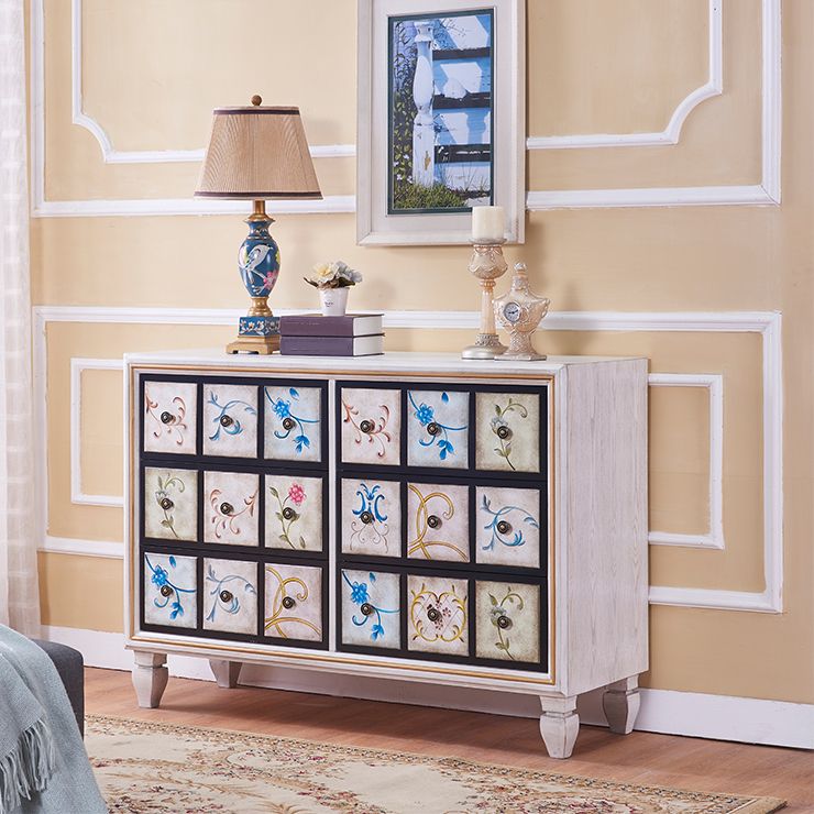 Traditional Dresser Bedroom Solid Wood Storage Chest in White and Brown