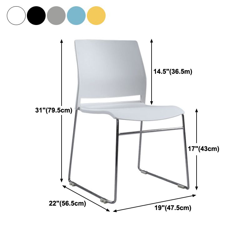 Modern Style Task Chair Plastic Armless Office Chair with Metal Legs