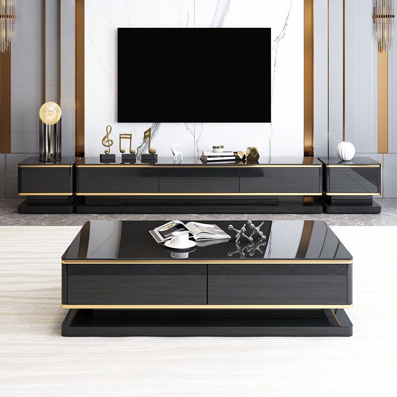 Enclosed Storage TV Media Stand Glam Media Console with Drawers