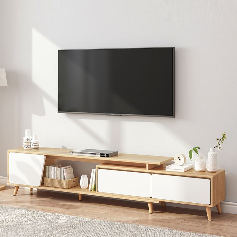 Scandinavian TV Media Stand with Drawers Engineered Wood TV Stand