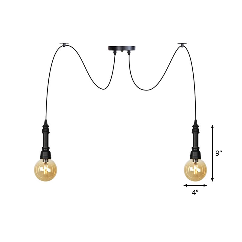 2/3/6 CABEZAS AMBER Glass Multi Light Chandelier Vintage Black Finish Global Restaurant Swag Led colgante colgante