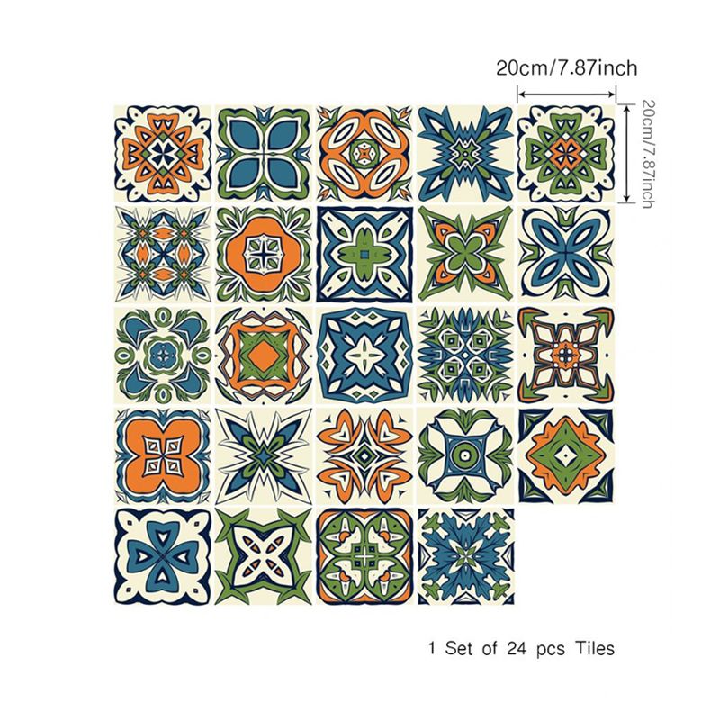 Orange-Blue Bohemia Wallpaper Panel 10.3-sq ft Tribal Pattern Wall Art for Kitchen, Peel and Stick