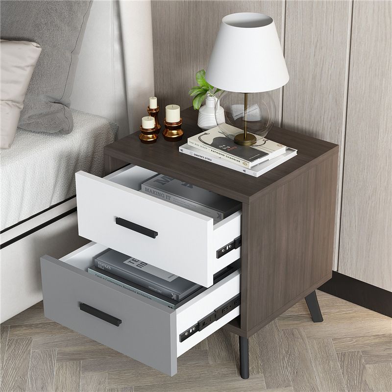 Contemporary Bed Nightstand Engineered Wood Night Table with Drawers