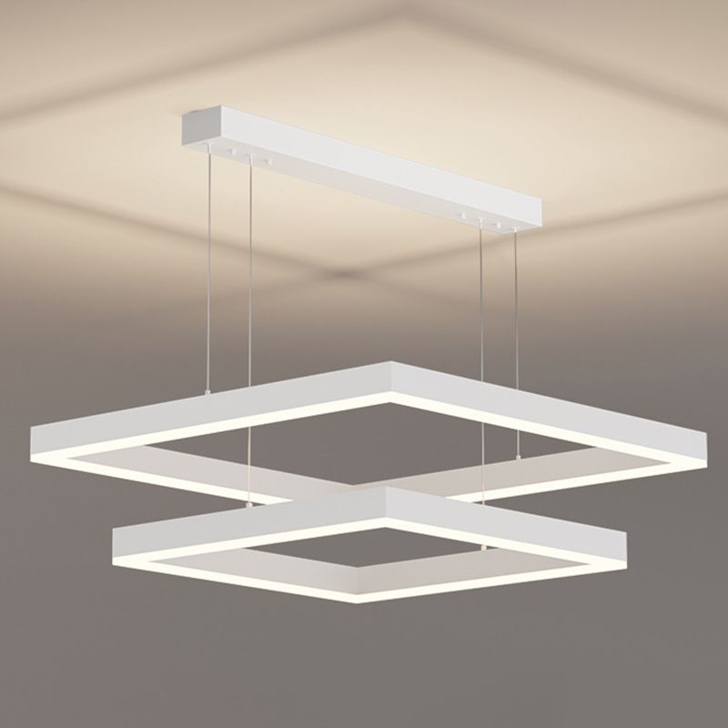 Modern Layered Chandelier Aluminum Square LED Chandelier Pendant for Living Room