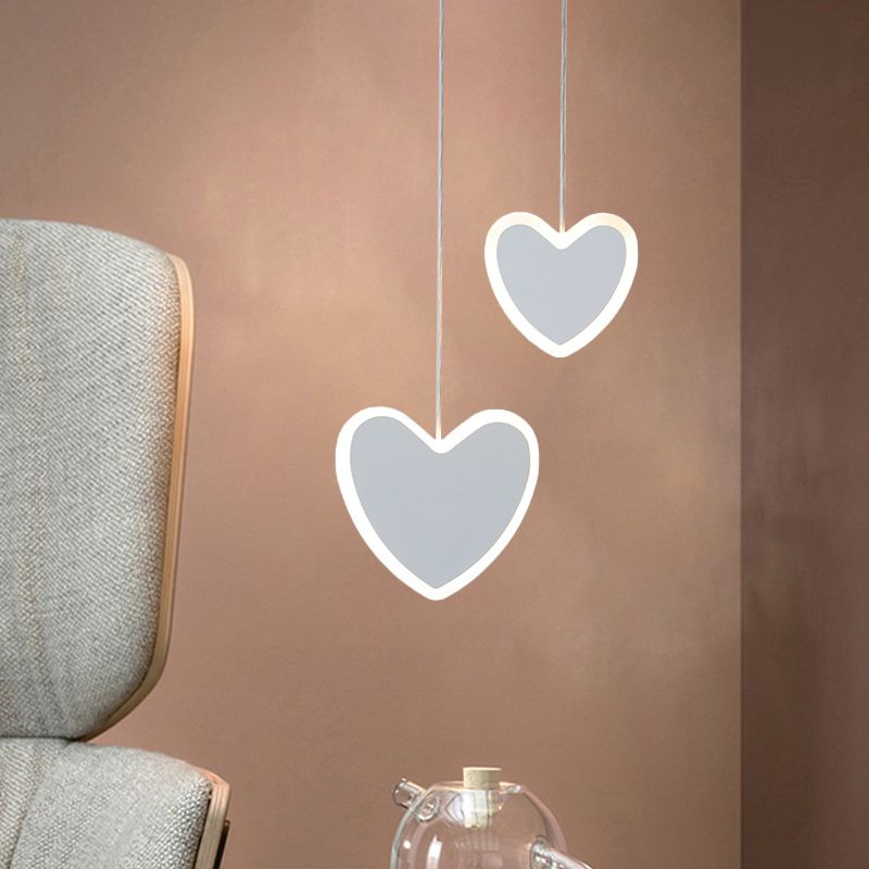 Kids LED Hanging Light Fixture White/Pink Flower/Loving Heart/Butterfly Mini Suspension Pendant with Acrylic Shade