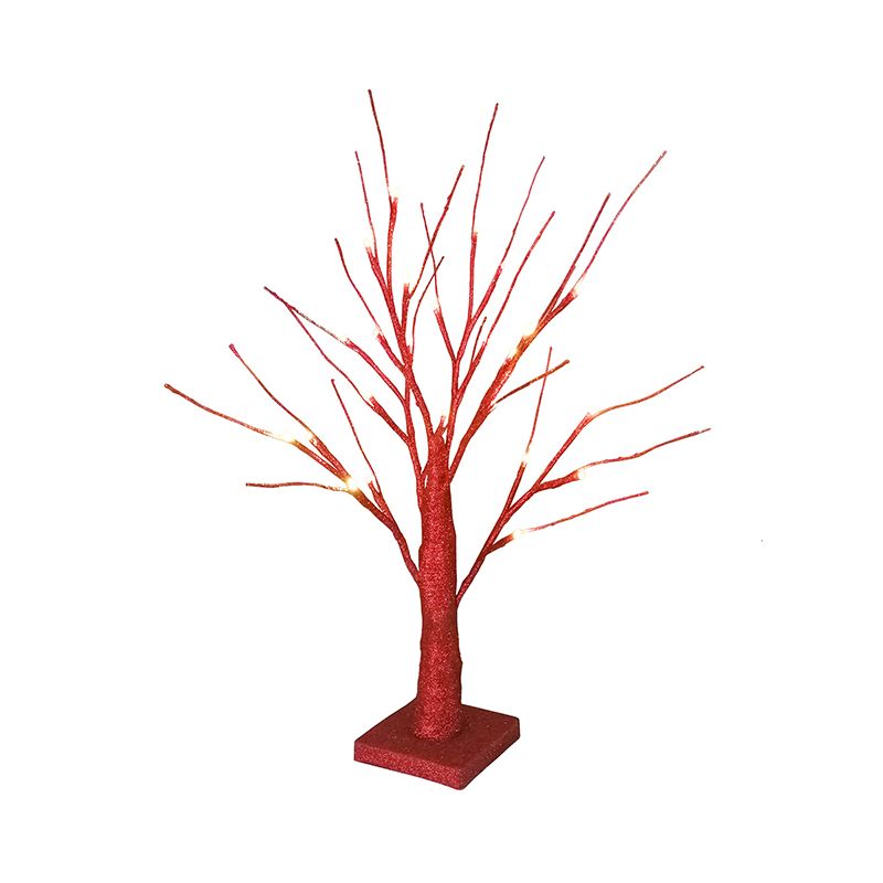 Red Tree Night Table Lighting Modern LED Plastic Nightstand Light for Living Room