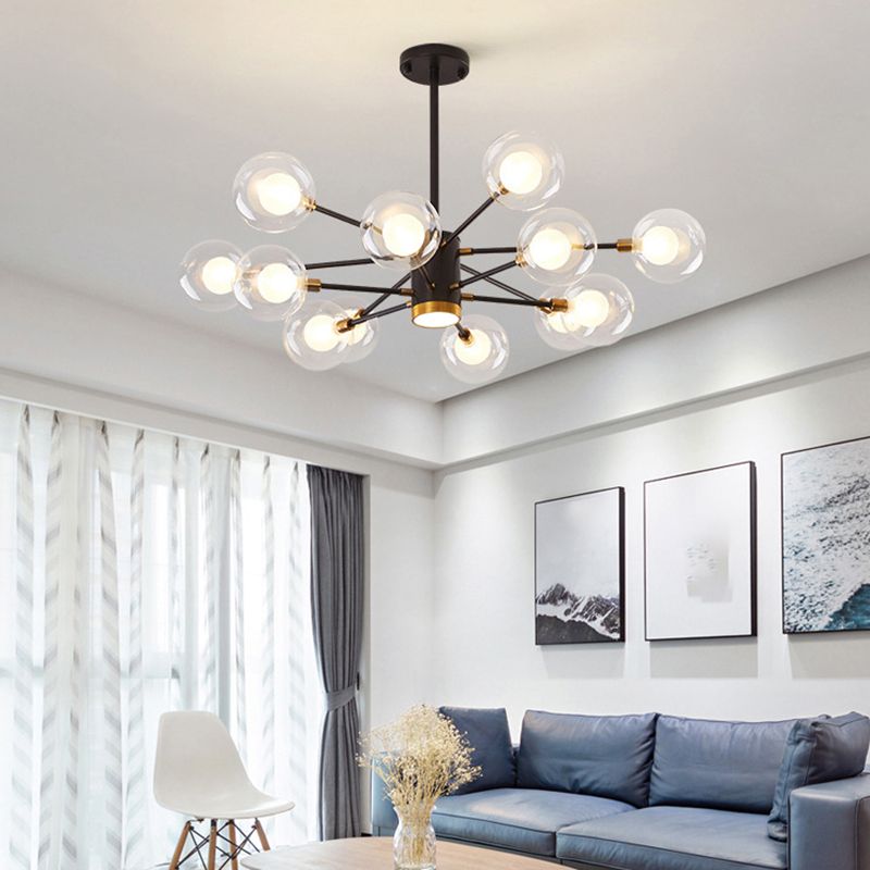 Spherical Shape Chandelier Light Modern Style Glass Multi Light Hanging Lamp for Bedroom