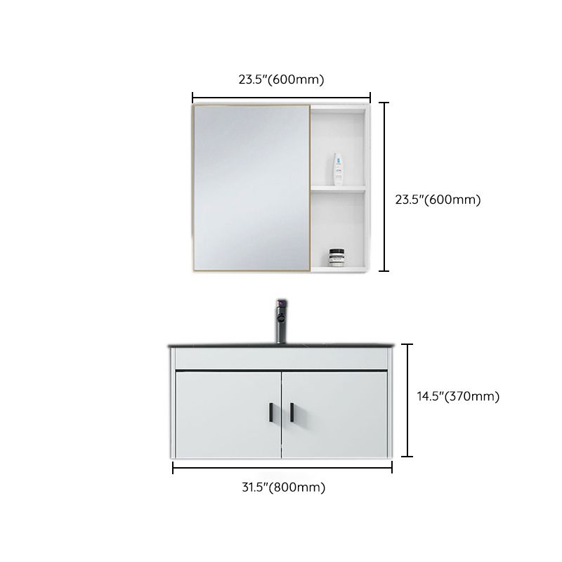 Contemporary Sink Vanity Solid Color Mirror Cabinet Space Saver Vanity for Bathroom