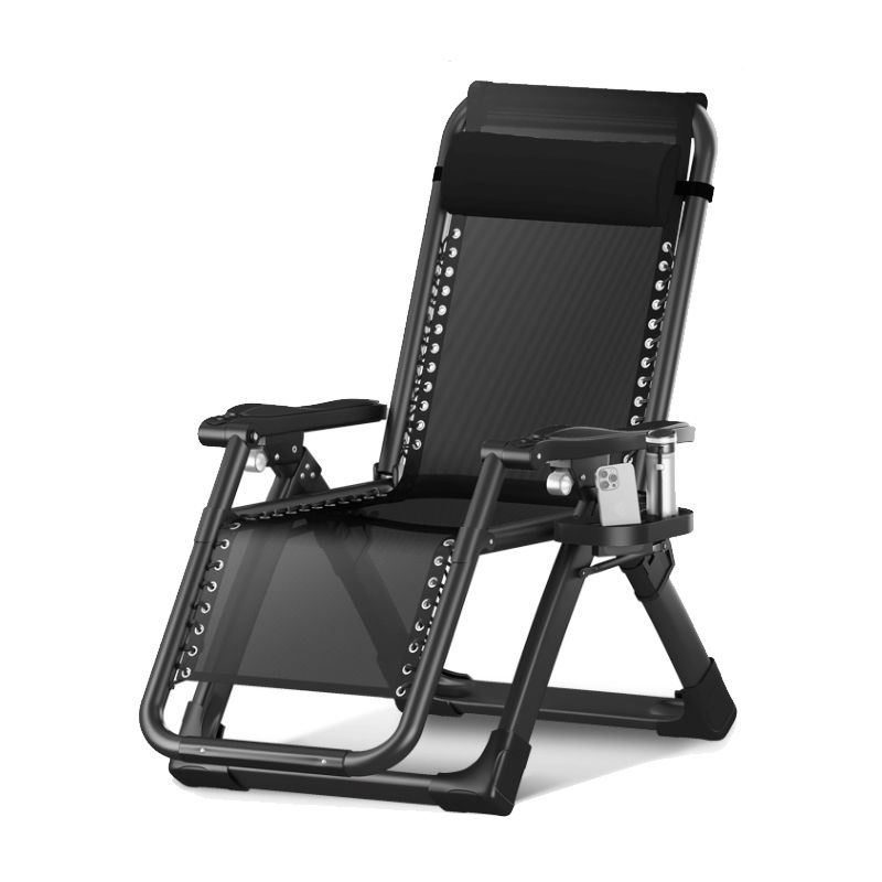 Contemporary Recliner Chair with Position Lock Back in Black/silver Base