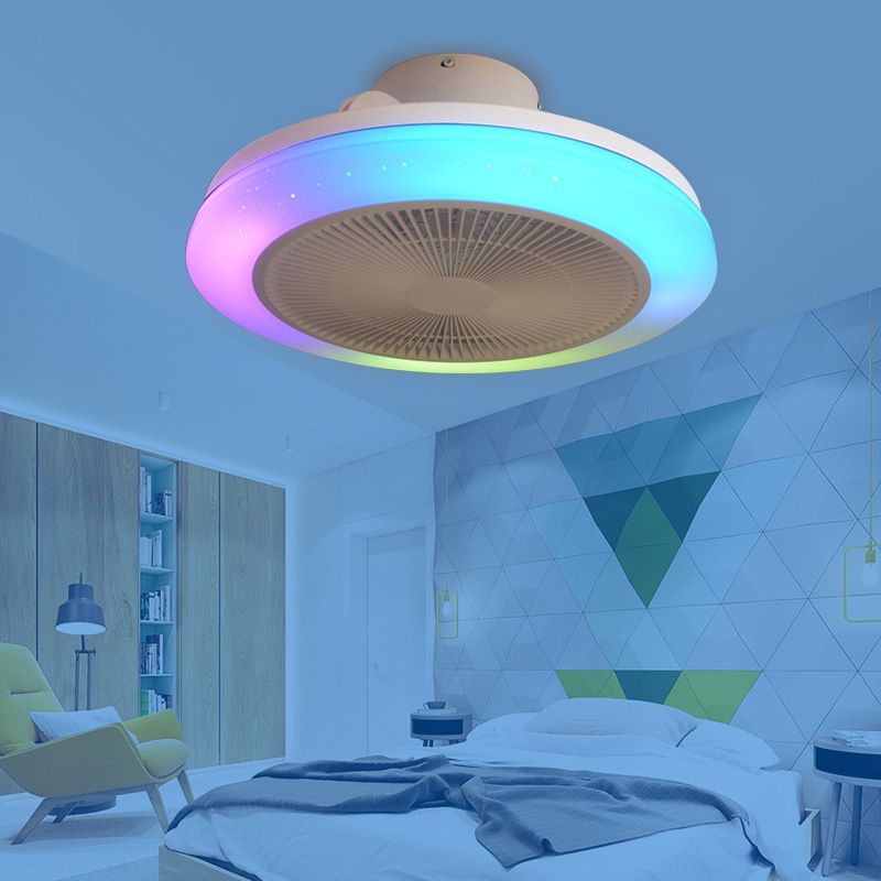 RGB Flush Mount ventilateur Light Modern Chambre Bluetooth Musique semi-flush Mount Light