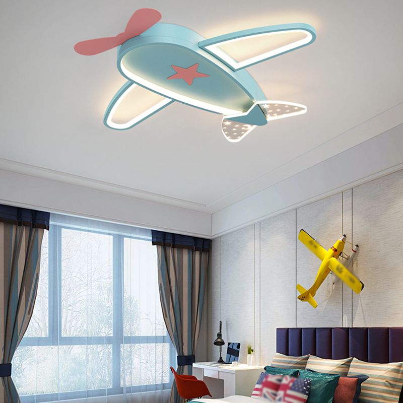 Modern Airplane Ceiling Fan Light Metal 3 Light LED Ceiling Fan for Kid's Room