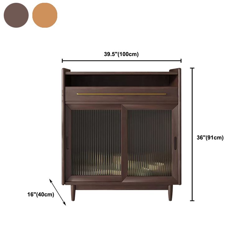 Modern Solid Wood Display Cabinet Glass Door Storage Cabinet with Drawers