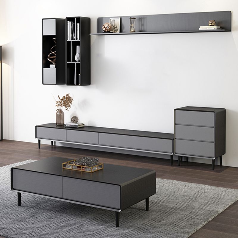 Industrial Rectangle TV Stand Home TV Cabinet with Splayed Legs