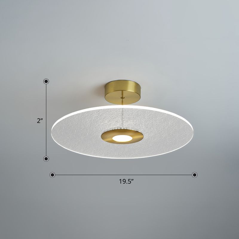 Neuheit Einfache Scheibe -förmige halb flush Acrylschlafzimmer -LED -Decke montiertes Licht in Gold