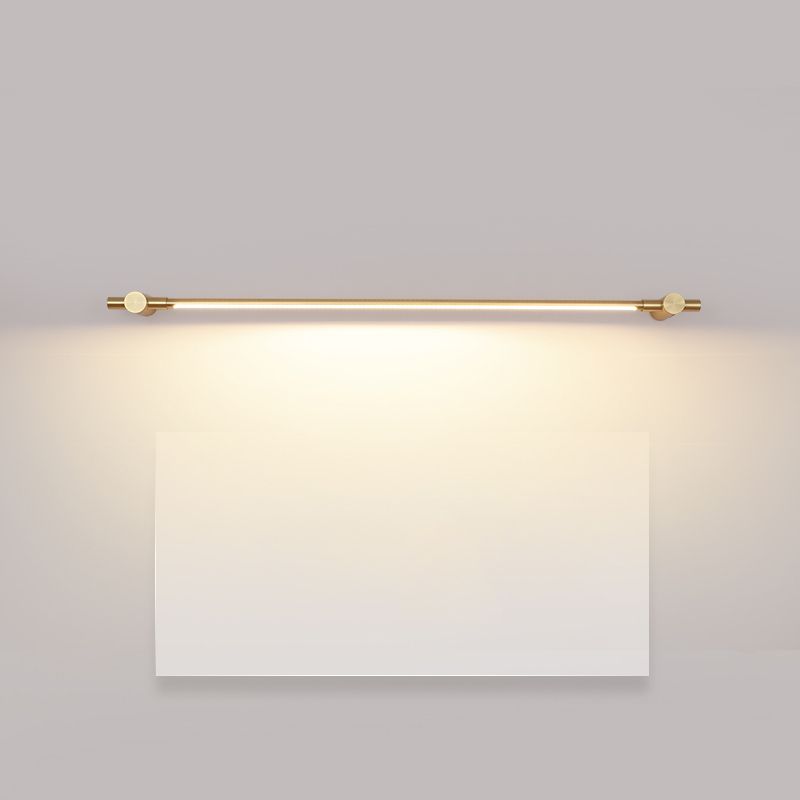 Luz moderna estilo lujo de lujo luces de tocador montado en la pared lineal iluminación de la pared de aluminio en acabado dorado