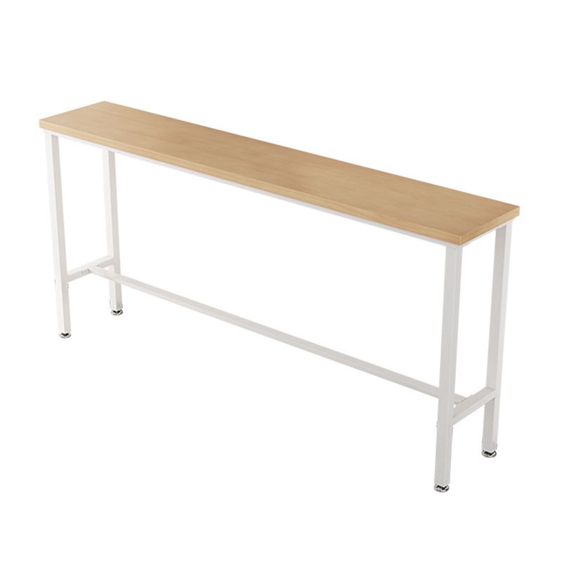 Natural Finish Solid Wood Top Bar Table Modern White Metal Frame Pub Table