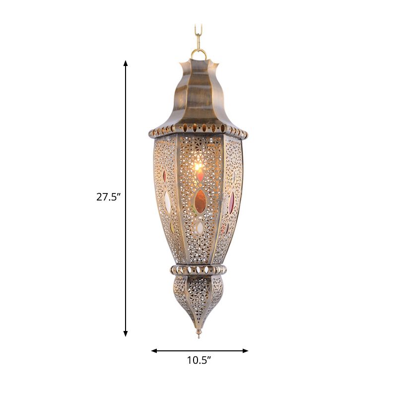 Traditionary Droplet Ceiling Light Metal 1 Bulb Pendant Lighting Fixture in Brass
