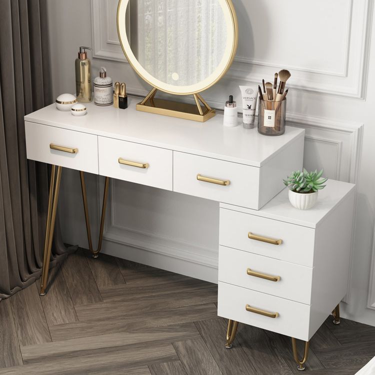 Wooden Vanity Desk in White Modern with Drawers Dressing Table