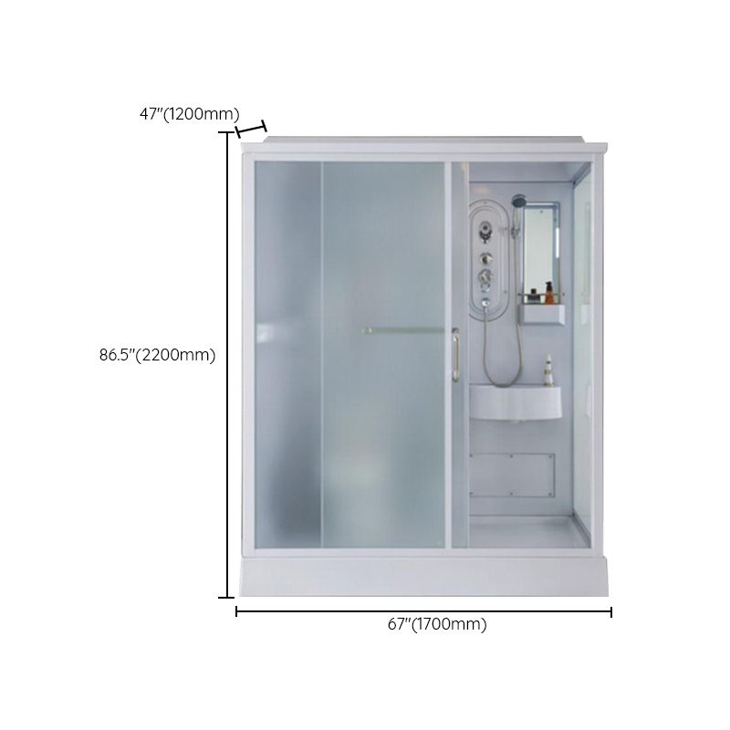 Contemporary Shower Enclosure Frosted Rectangle Shower Enclosure in White