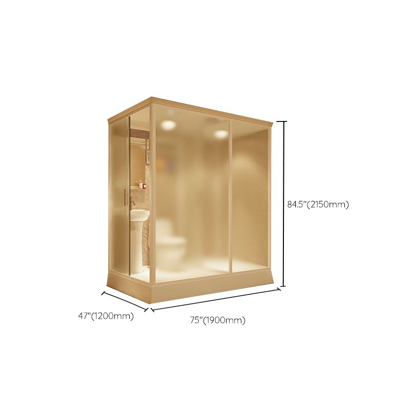 Contemporary Shower Stall Frosted Rectangle Framed Shower Stall with Ceiling