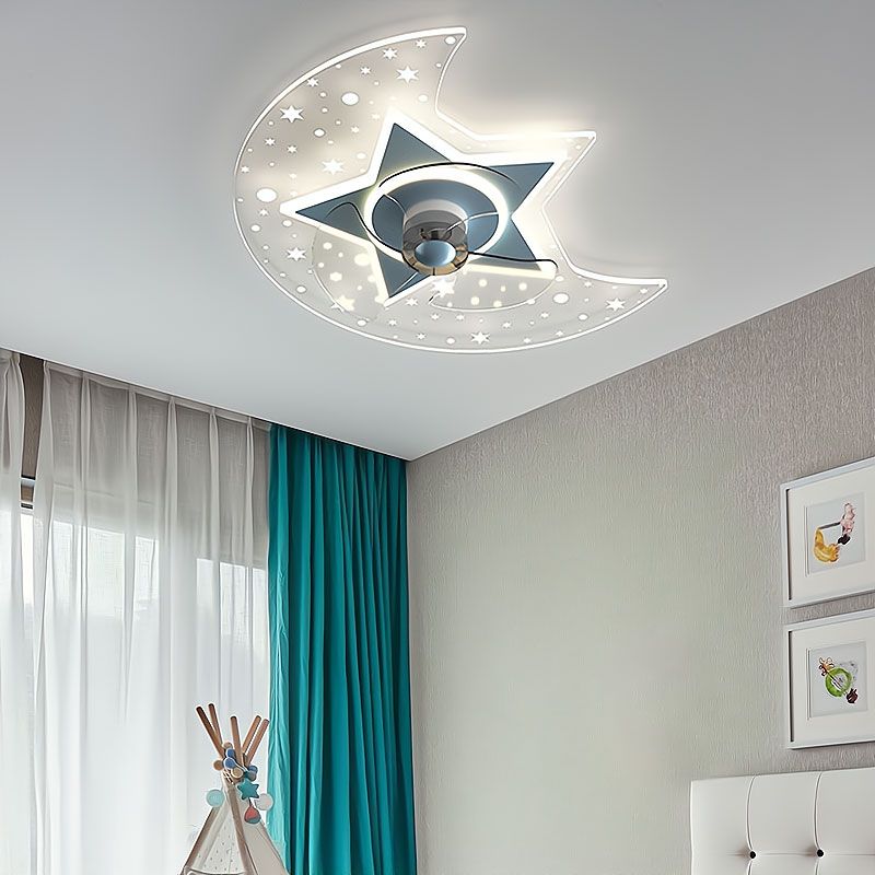 Chlidren Style Ceiling Fan Light LED Ceiling Mount Light with Acrylic Shade for Kid's Room