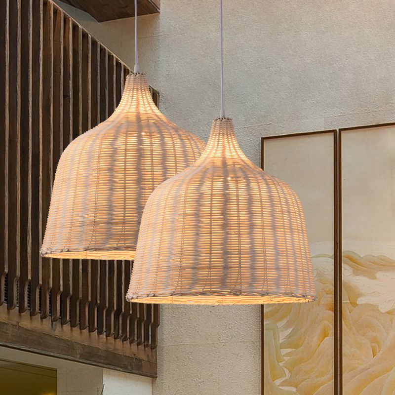 1 Light Modern Style Pendant Light Bamboo Hanging Lamp Fixture for Living Room