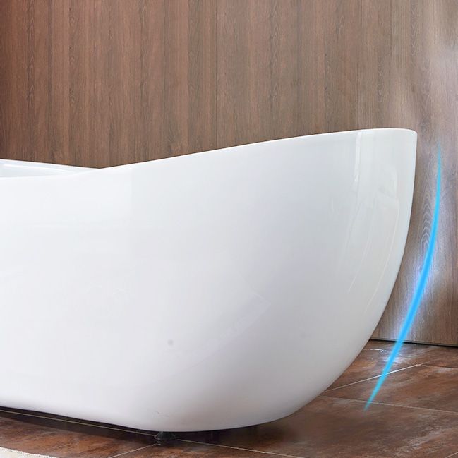 Modern Stand Alone Bathtub White Oval Acrylic Soaking Back to Wall Bath