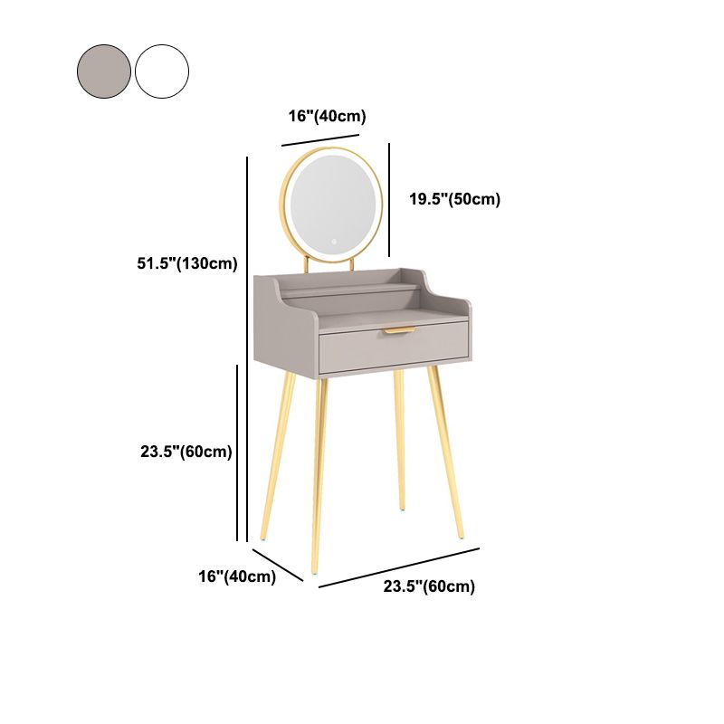 Glam Wooden Make-up Vanity With Drawer in White/grey for Bedroom