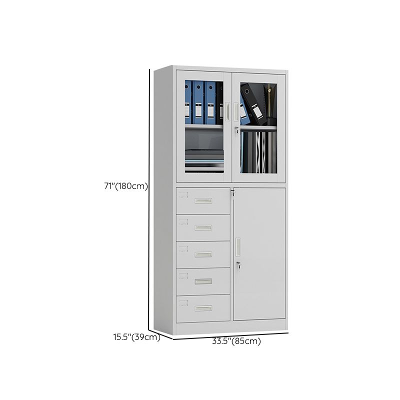 Contemporary Cabinet Glass Vertical Filing Cabinet with Storage Shelves