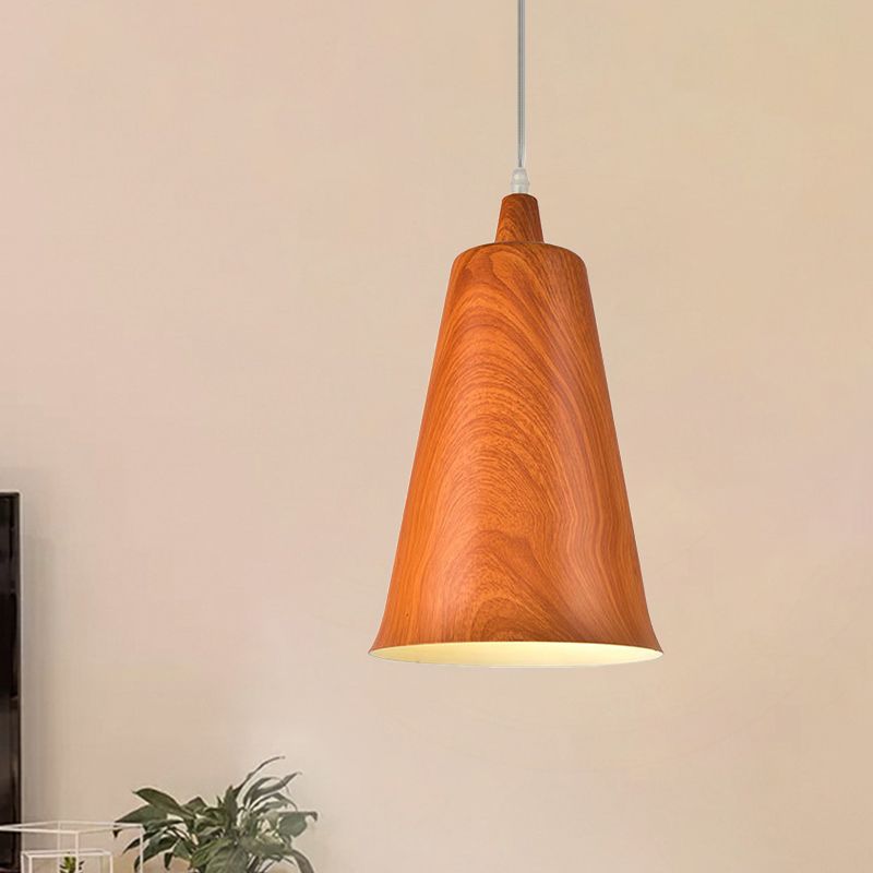 1-Light Metal Pendant Lighting Farmture Style Blanc / Jaune / Brown Deep Cone Salon Hanging Light Kit