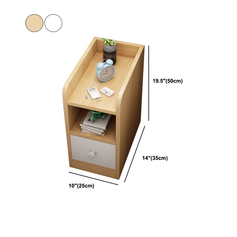 Wood Nightstand with Drawer Storage 20-inch Tall Modern Night Table