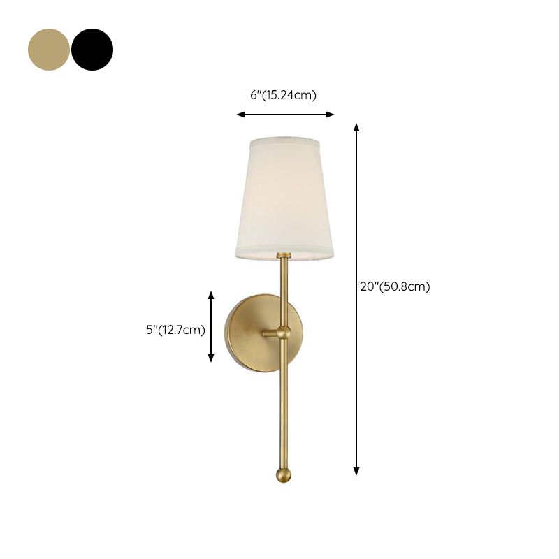 Metal Modern Wall Sconce Cone Shape Vanity Lamp with Fabric Shade for Bathroom