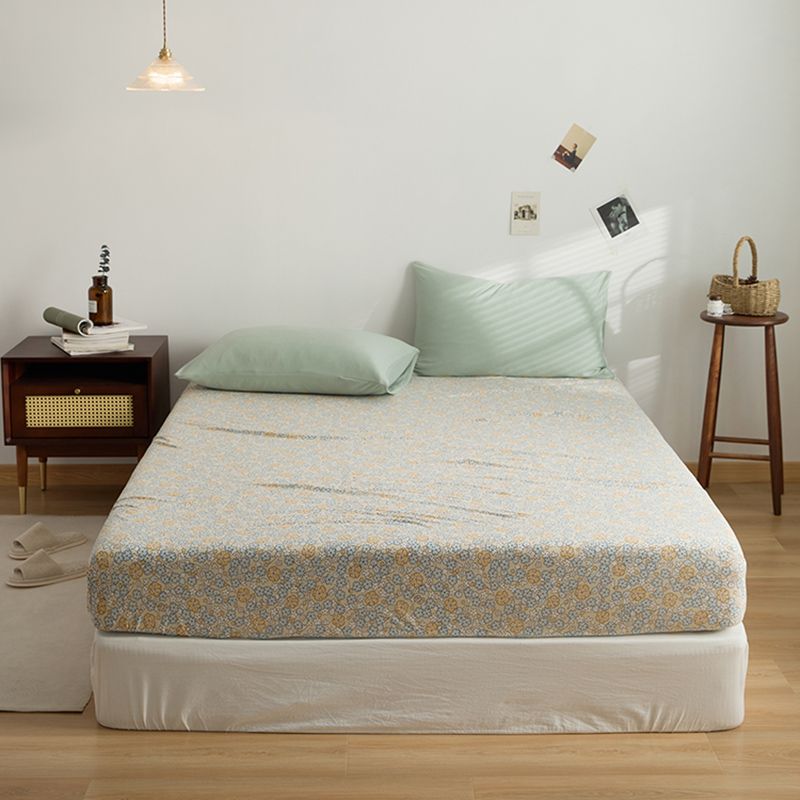 Patterned Bed Sheet Set Cotton Breathable Soft Fitted Sheet Set