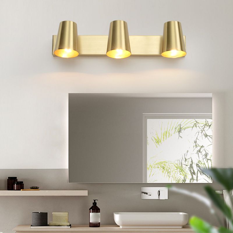 Metal Geometric Wall Sconce Modern Multi-Lights Mirror Wall Lighting Fixture in Brass