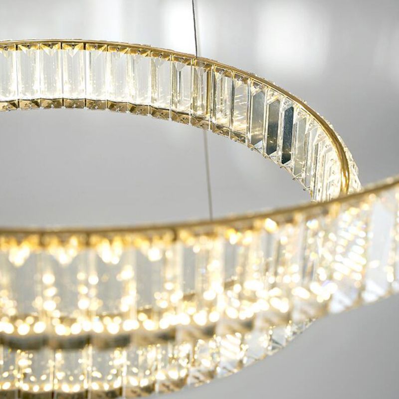 Circular Pendant Lighting Fixtures Modern Crystal Ceiling Chandelier