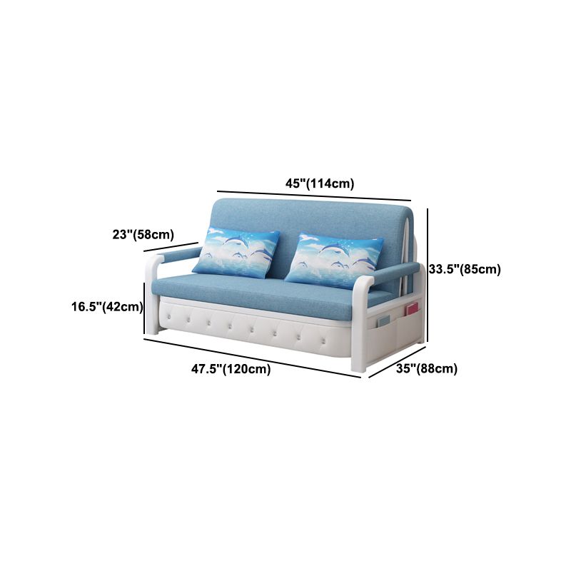 Linen Contemporary Square Arm Sofa Bed Foldable Sofa for Living Room