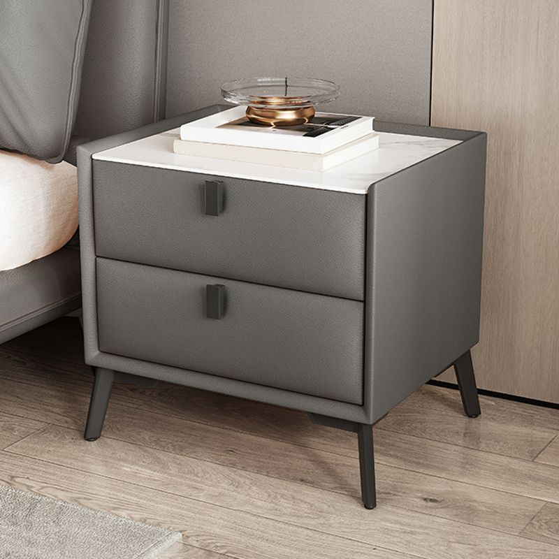 Modern Slate Nightstand Lower Shelf Bedside Cabinet for Bedroom