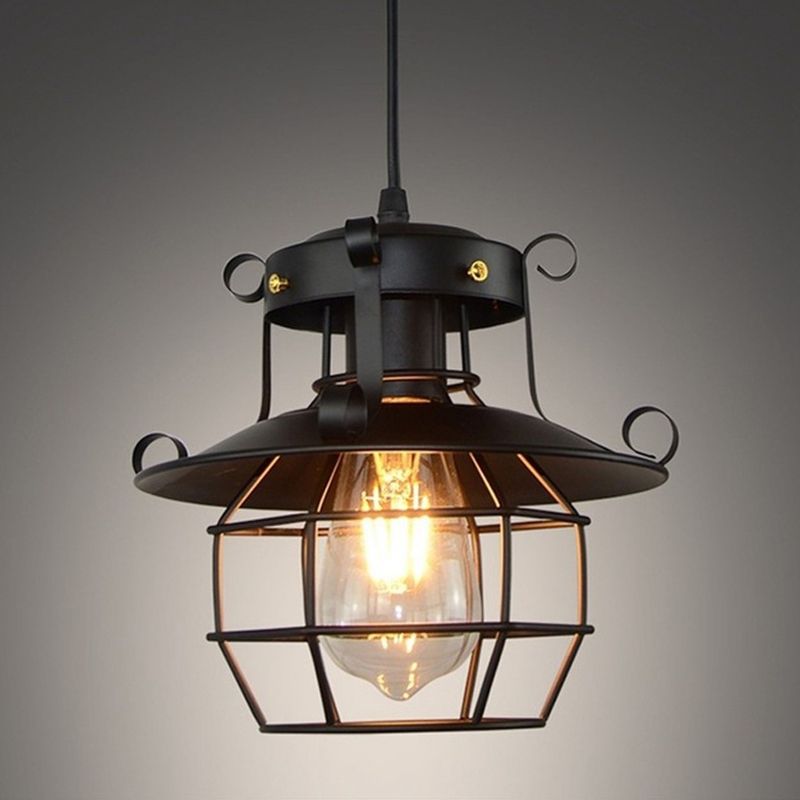 1 lichte kooi hanglampen retro industrieel metalen plafondarmatuur voor coffeeshop