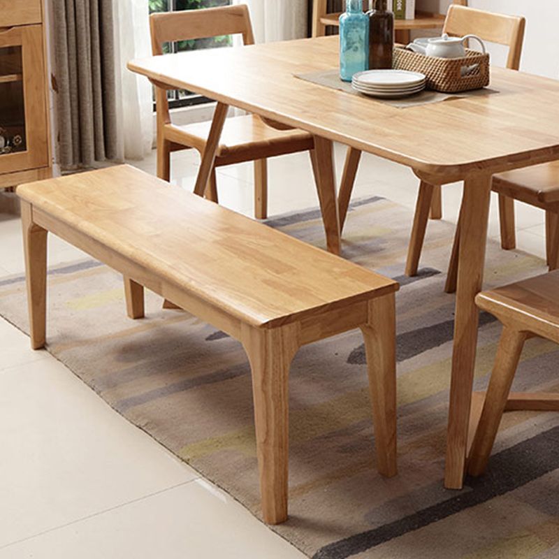 Modern Rectangle Oak Bench Solid Color Bench with Legs for Kitchen