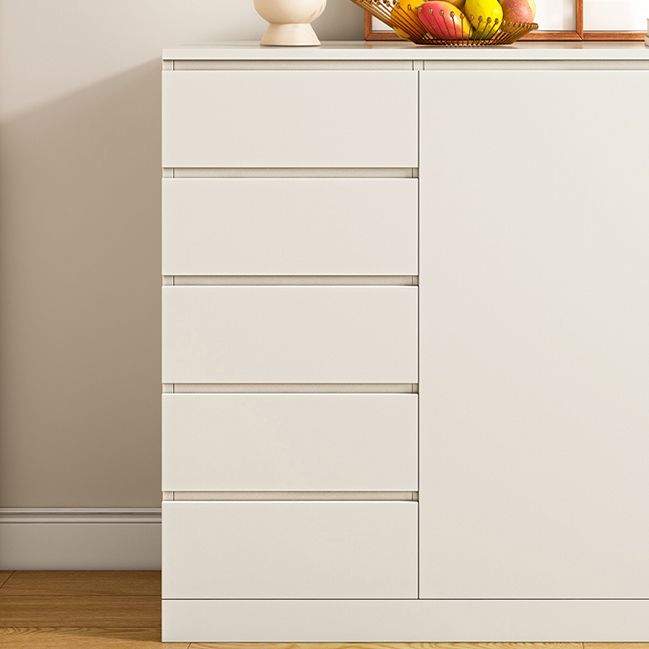 Modern Style Chest Wooden Storage Chest with Drawers in White and Brown