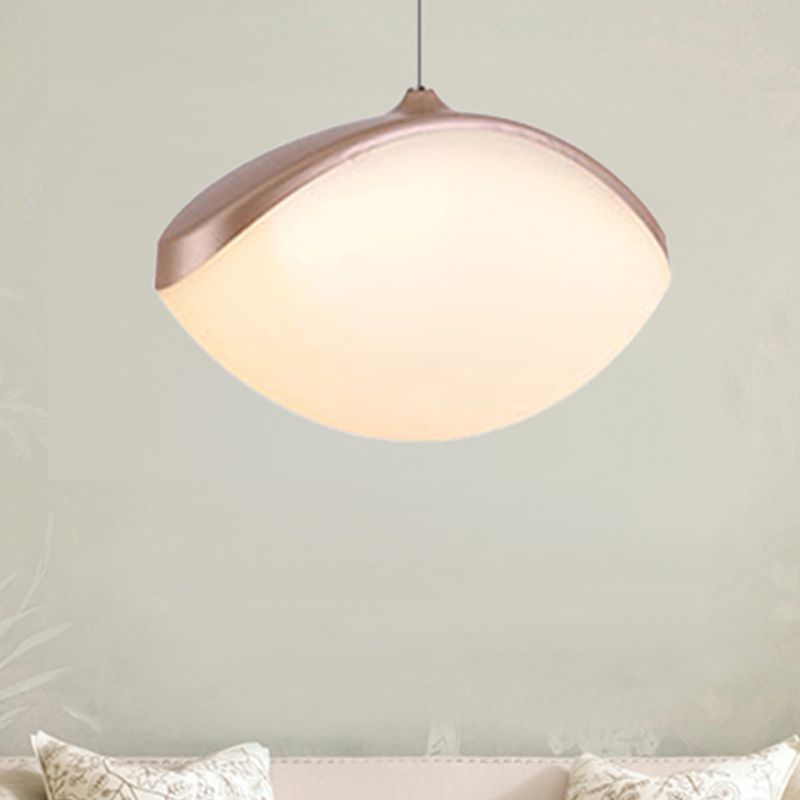 Elliptical Pendant Ceiling Light Contemporary Metal LED White/Champagne Gold Suspension Light