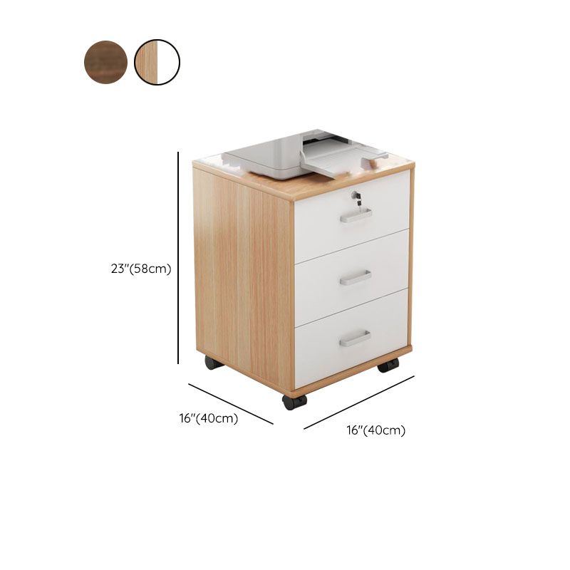 Nordic Cabinet Wood Locking Drawers Storage File Cabinet with Wheels