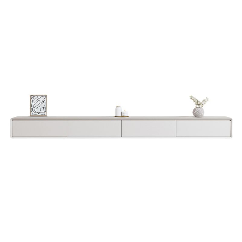 Modern White TV Console Wall Mounted Wood Media Console with Drawers