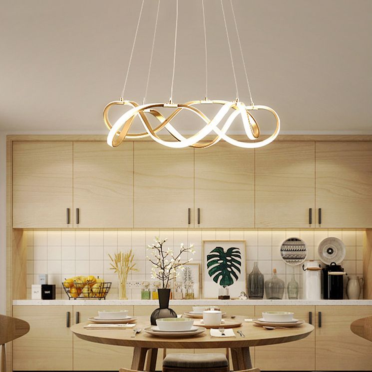 Twisted Chandelier Light Modern LED Acrylic Ceiling Pendant for Office Study Room