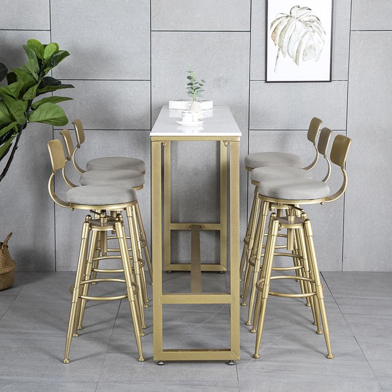 Glam Style Gold 41.3"H Bar Table Marble White Rectangle Top Bistro Table