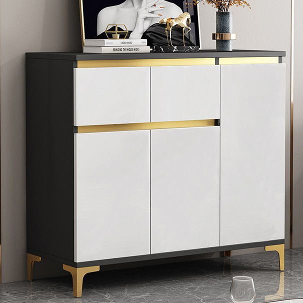 Modern Engineered Wood Sideboard White Server with Drawer for Living Room