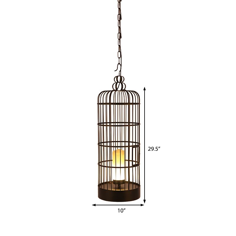 Cylinder Dining Room Hanging Light Kit Industrial Metal 1 Light Black/Blue Pendant Lighting