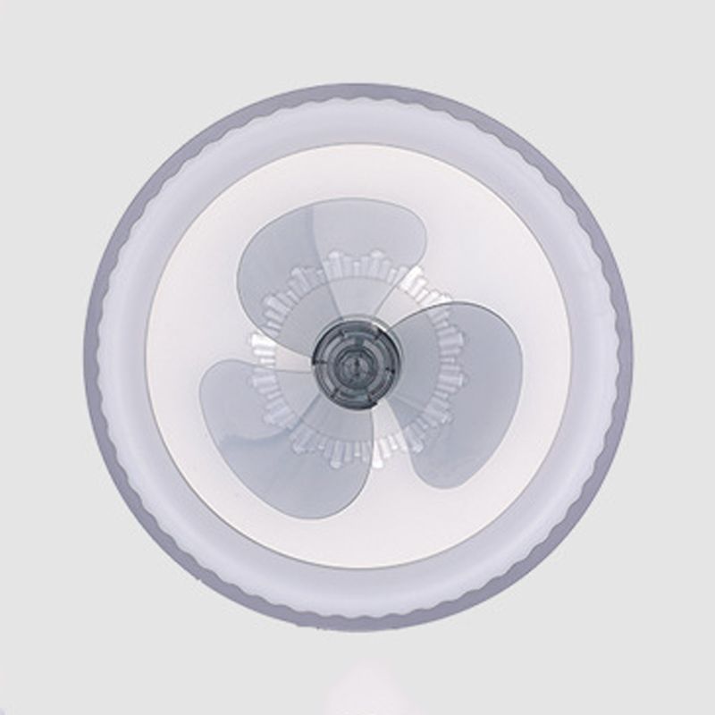 Contemporary LED Ceiling Fan White 3-Blade Metal Fan with Light for Room